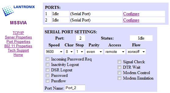 COM-Server Lantronix MSS-VIA Browser Konfiguration