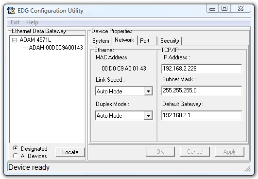 EDG configuration utility