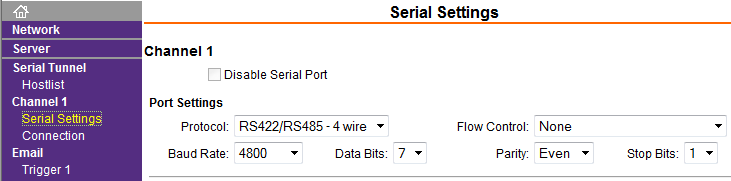 NET-485 Web Configuration