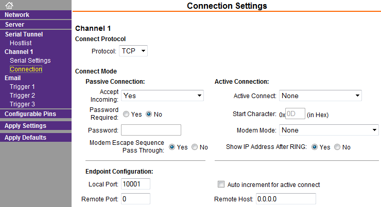 NET-485 Web Configuration