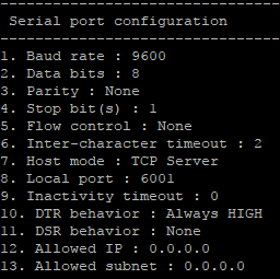 serial settings