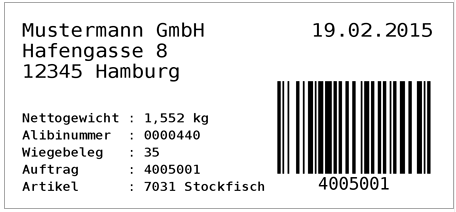 Waagen Barcode Etikett